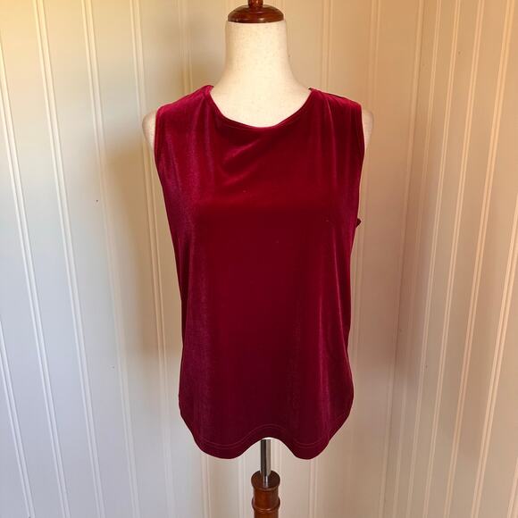 Vintage 90s Goth Red Velour Top L - Picture 1 of 5